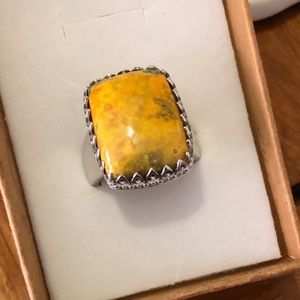 Genuine Bumble Bee Jasper Ring, Sz 8